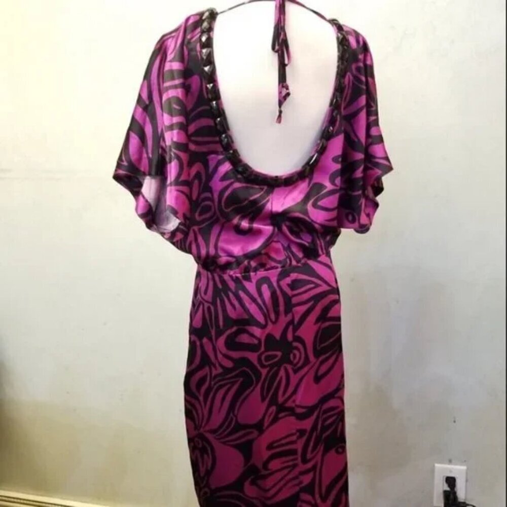 Trina Turk Silk beaded dress open Back women's size 8 (55)